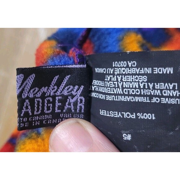 Vintage 90s MERKLEY Headgear Fleece Beanie Breckenridge Colorado  MultiColor Hat - Picture 6 of 7